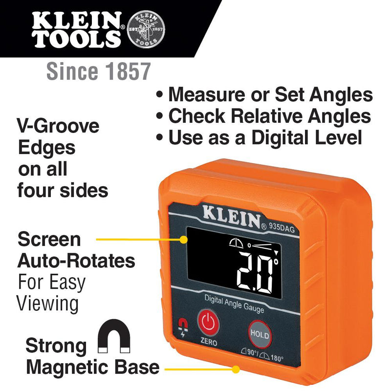 KLEIN TOOLS 935DAG Digital Angle Gauge and Level, ABS, IP42, 60 mm OAL