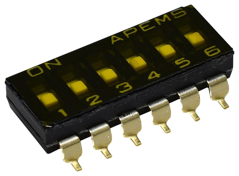 APEM IKD0603000 DIP / SIP Switch, 6 Circuits, Recessed, Surface Mount, SPST-NO, 24 V, 25 mA