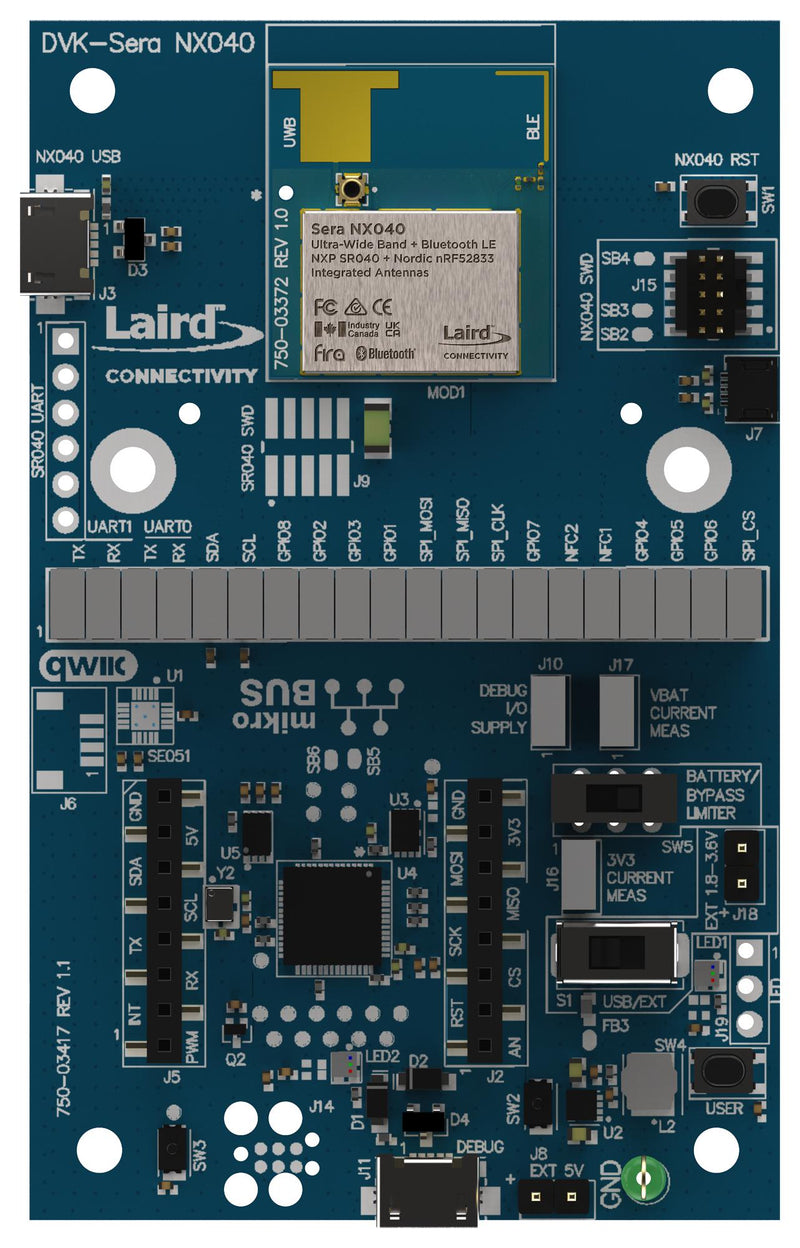 EZURIO 453-00175-K1 Development Kit, SR040, nRF52833-CJAA, Bluetooth, Wireless Module, w/Integrated Antenna
