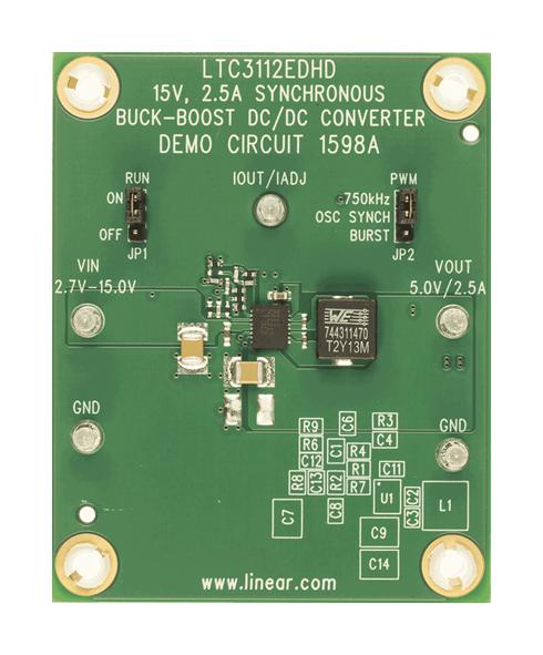 ANALOG DEVICES DC1598A Demonstration Board, LTC3112EDHD, Synchronous Buck-Boost Converter