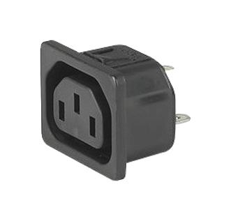 SCHURTER 3-144-645 IEC Power Connector, IP30, IEC F Outlet, 10 A, 250 VAC, Quick Connect, Snap-In, 6600-4 Series