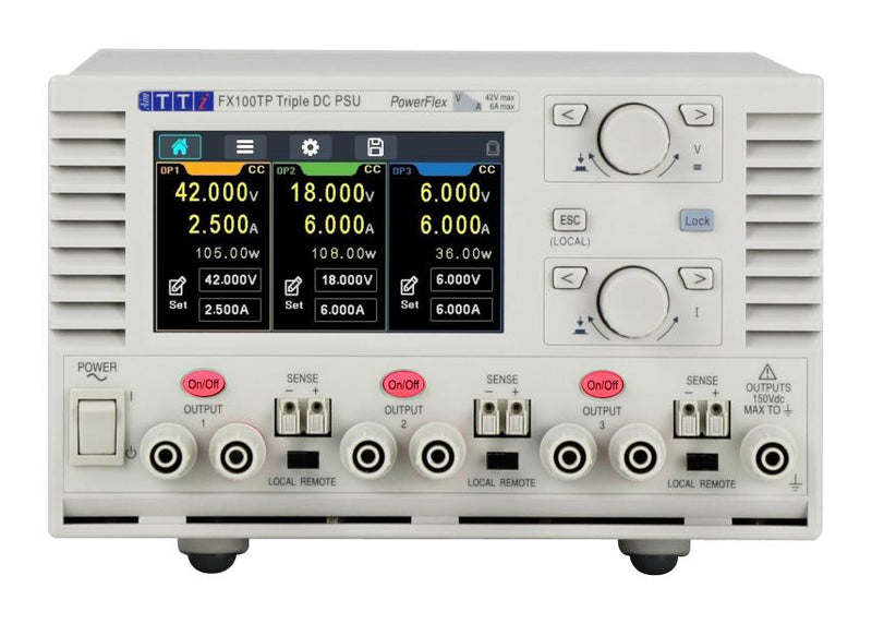 AIM-TTI INSTRUMENTS FX100TP Bench Power Supply, Adjustable, 3 Output, 0 V, 42 V, 0 A, 6 A