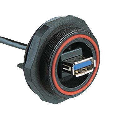 BULGIN LIMITED PX0849/A3 USB Cable, Sealed Type A Receptacle to 10 Position Header, 115 mm, 4.9 ", USB 3.0, Black