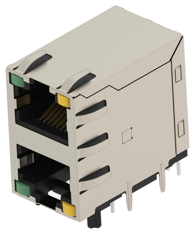 TE CONNECTIVITY 2501551-1 Modular Connector, RJ45 Jack, 2 x 1 (Stacked), 8P8C, Cat5e, Through Hole Mount