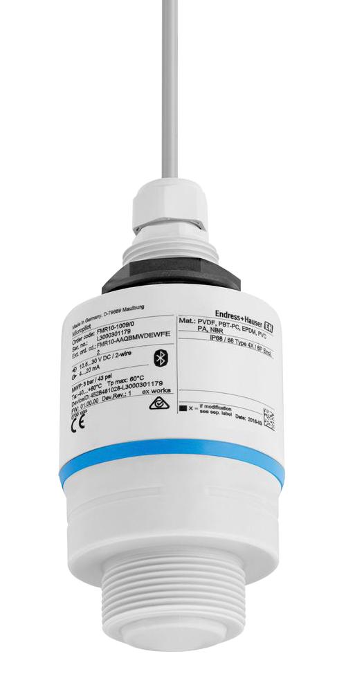 ENDRESS+HAUSER FMR10-AAQBMWDEWFE2 Radar Level Sensor, 2-Wire, 4 to 20mA, 8m in Liquid, -40 to 60&deg;C, G1-1/2, Polyvinylidene Fluoride