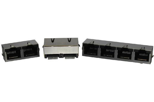 AMPHENOL COMMUNICATIONS SOLUTIONS RJSSE-5381-04 CAT5 RJ45 MODULAR JACK, 8 POSITION, 4 PORT