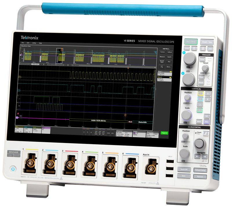 TEKTRONIX MSO46B 4-BW-500 MSO / MDO Oscilloscope, 4 Series B, 6 Analogue, 48 Digital, 500 MHz, 6.25 GSPS, 31.25 Mpts