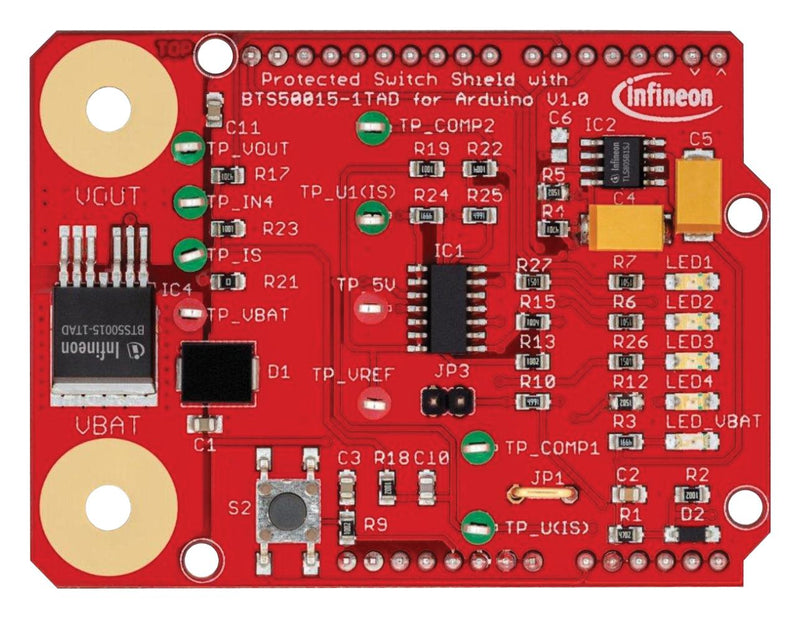 INFINEON SHIELDBTS500151TADTOBO1 Daughter Board, BTS50015-1TAD PROFET High-Side Switch, 12V Protected, Arduino Shield SHIELD_BTS50015-1TAD, SP001595886