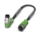 PHOENIX CONTACT 1415627 Sensor Cable, 90&deg; M12 Plug, M12 Receptacle, 4 Positions, 300 mm, 11.8 " 1415627, SAC-4P-M12MR/0,3-PVC/M12FS