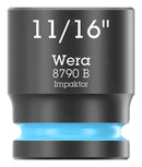 WERA 05005521001 Socket, Hexagonal, Impaktor, 3/8" Drive, 11/16" AF, 30mm L