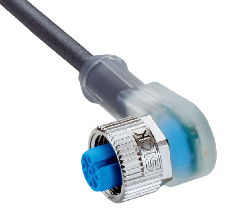 SICK YI2A14-020UB3XLEAX Sensor Cable, A Coded, Black, 90&deg; M12 Receptacle, Free End, 4 Positions, 2 m, 6.6 ft