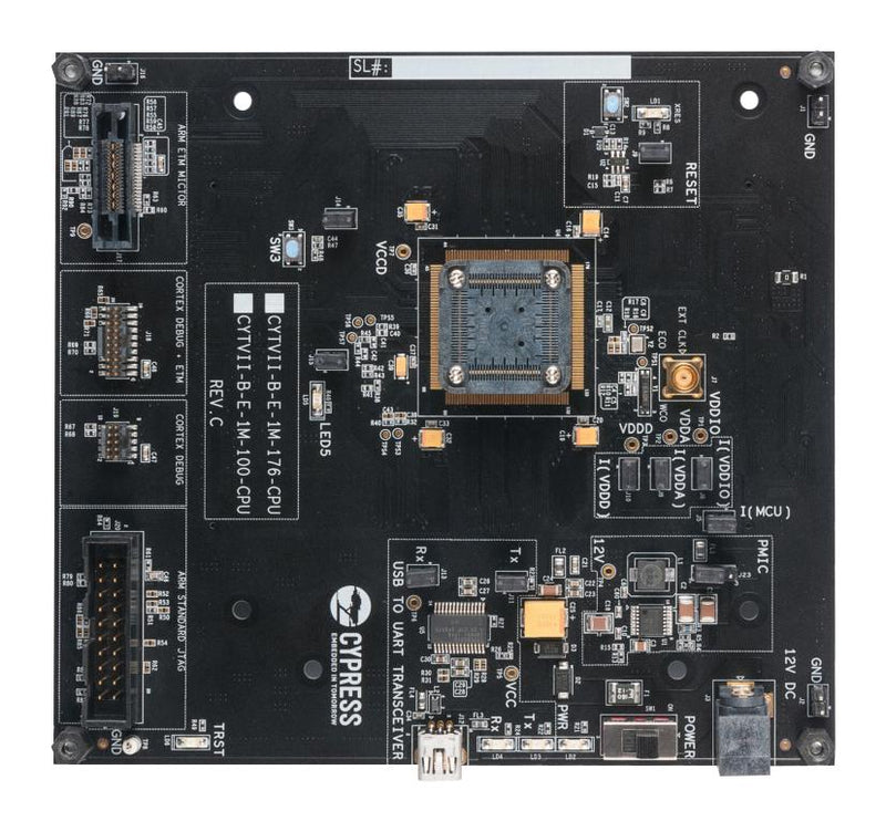 INFINEON CYTVII-B-E-100-SO Evaluation Board, CYT2B75CABES, Traveo II Family, ARM Cortex-M0+, Cortex-M4F, 32bit SP005663735