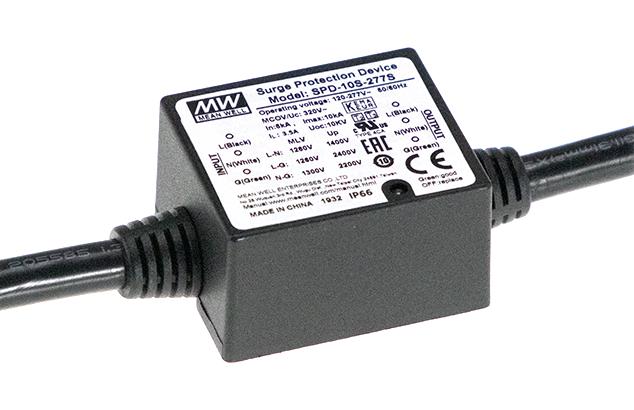 MEAN WELL SPD-10S-277S Surge Protection Device, Outdoor/Commercial LED Lighting Fixture, 120-277 V, 10 kA