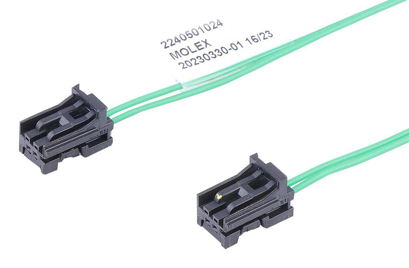 MOLEX 224050-1023 Cable Assembly, Mini50 Receptacle to Mini50 Receptacle, 2 Ways, 2 mm, 1 Row, 300 mm, 11.8 "