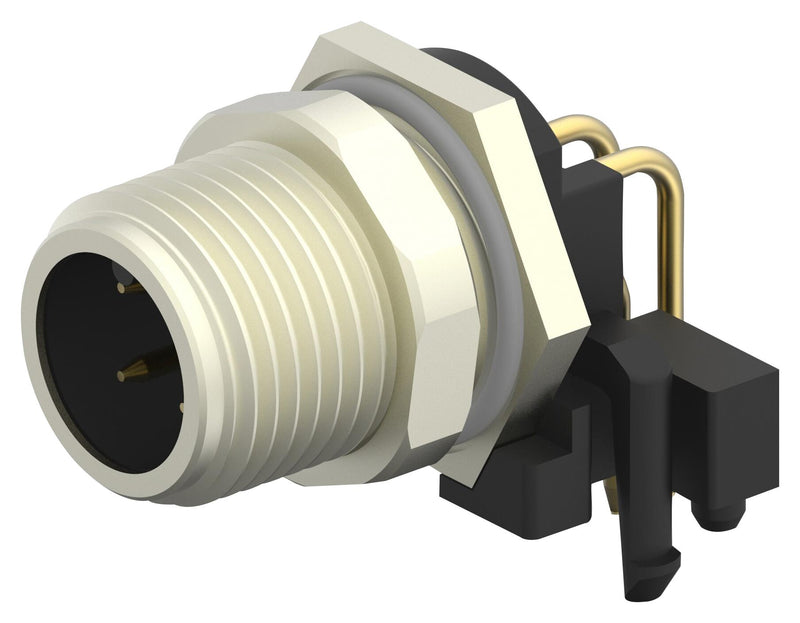 TE CONNECTIVITY T4144015041-000 Sensor Connector, M12, Male, 4 Positions, PCB Pin, Right Angle Panel Mount