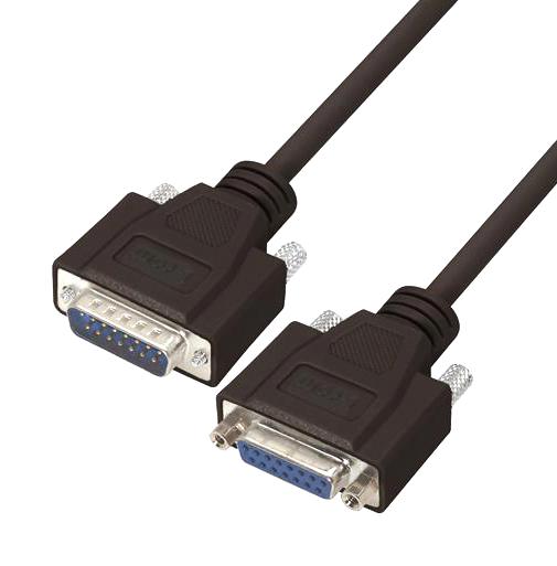 L-COM CSMNB15MF-10 Computer Cable, D Subminiature Plug, 15 Way, D Subminiature Socket, 15 Way, 10 ft, 3.05 m, Black