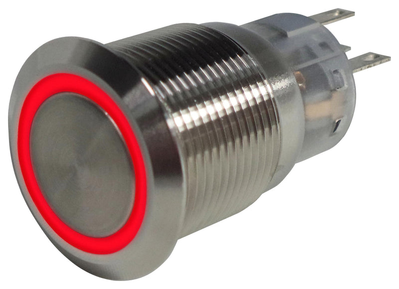 MULTICOMP PRO MP-PB7-03LB22CFRR12V Vandal Resistant Switch, 12V LED, 0.748 ", SPDT, Latching, Round Flat, Natural