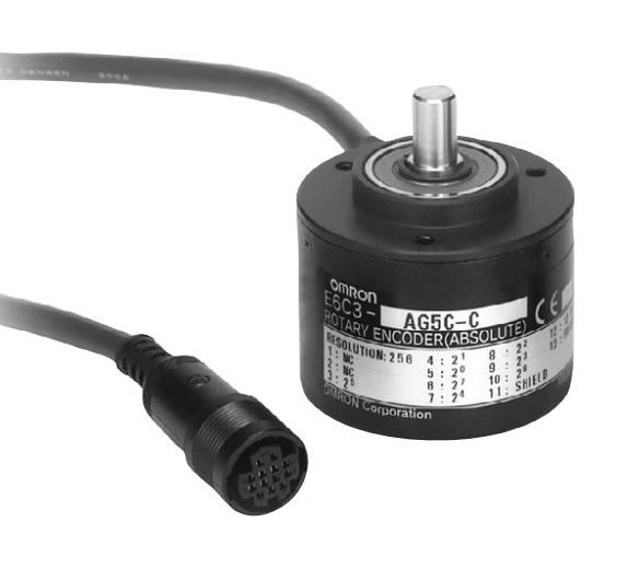 OMRON INDUSTRIAL AUTOMATION E6C3-AG5B 1024P/R 2M Rotary Encoder, Optical, 12 to 24 VDC, 1024 PPR, 5000 rpm, PNP Open Collector, 8 mm Shaft, 2 m