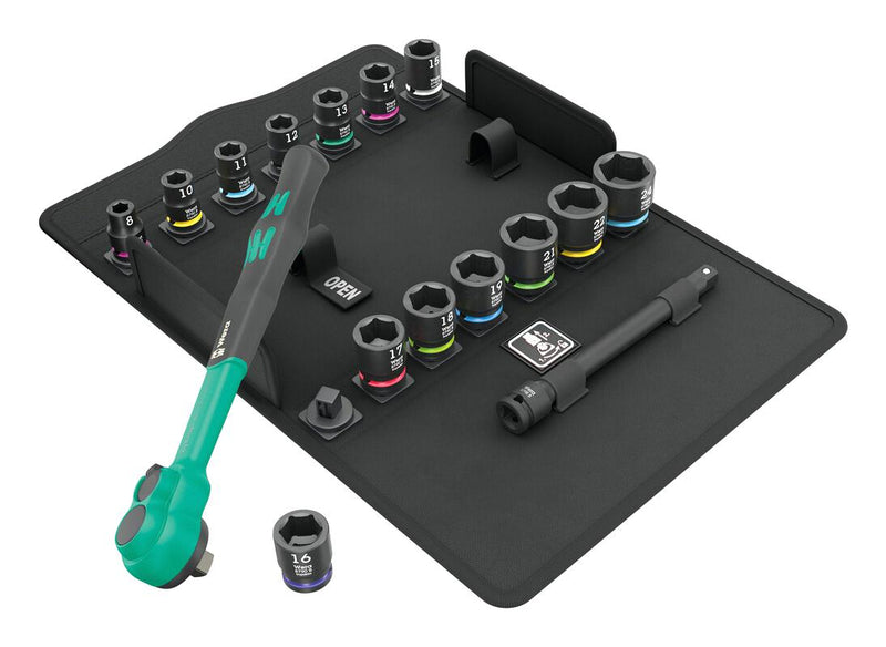 WERA 05005530001 Socket Set, 3/8" Drive, Zyklop Series, 16 Pieces