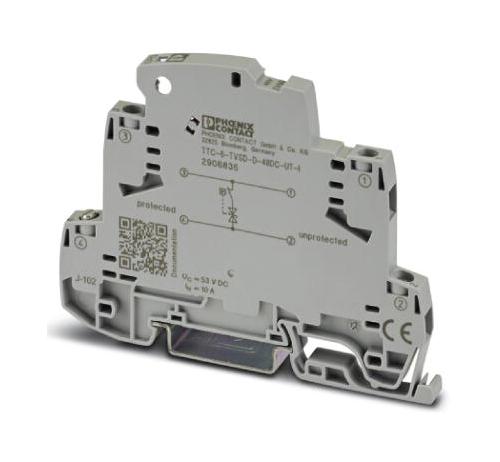 PHOENIX CONTACT 2906835 Line Protector, 90 A, 53 VDC, DIN Rail, TERMITRAB Series