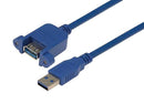L-COM UPMAA-30-3M USB Cable, Type A Plug to Type A Receptacle, 3 m, 9.8 ft, USB 3.0, Blue