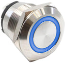 E-SWITCH PVHC4F23SS344 Vandal Resistant Switch, 12V LED Ring, PVHC4 Series, 19 mm, SPST-NO-DM, Off-On, Round Flat, Natural