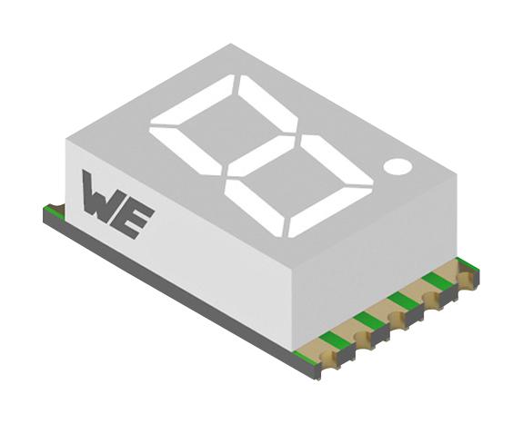 WURTH ELEKTRONIK 157121B12700 7 Segment LED Display, SMD, Blue, 20 mA, 3 V, 32 mcd, 1, 10 mm