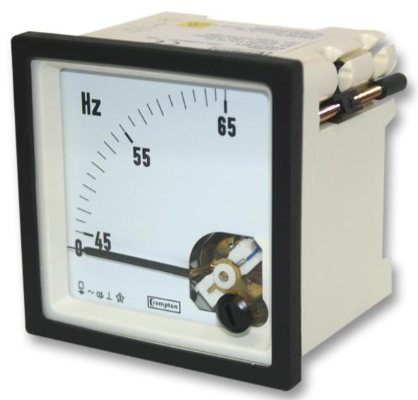 CROMPTON - TE CONNECTIVITY E243-41S-G-RN-AJ-AJ Analogue Panel Meter, Shock Resistant, Calibrated at 23&deg;C, Frequency, 45Hz to 65Hz, 68 mm, 68 mm
