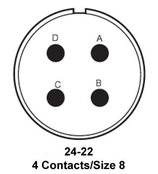 ITT CANNON MS3101E24-22SX Circular Connector, MIL-DTL-5015 Series, MS3101 Series, Cable Mount Receptacle, 4 Contacts