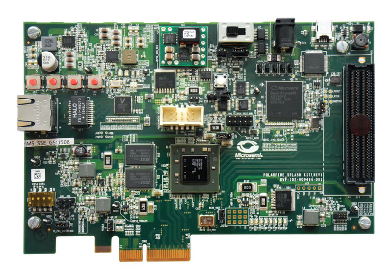 MICROCHIP MPF300-SPLASH-KIT Evaluation Board, MPF300TS-1FCG484EES, PolarFire FPGA w/300K LE, Adapter, USB Cable, Quickstart Card