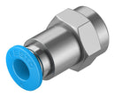 FESTO QSF-1/8-6-B Pneumatic Fitting, Push-In Fitting, G1/8, 14 bar, 6 mm, Brass, QSF