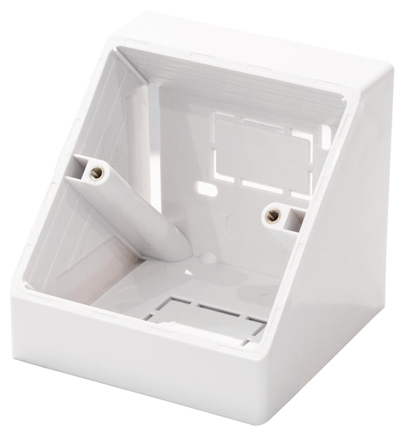 TUK 3LA Angled Back Box, Single Gang, White, 86.4 x 115.85 x 73 mm GTIN UPC EAN: 5055386510723