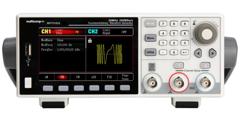 MULTICOMP PRO MP751035 Waveform Generator, Arbitrary, Function, EU, UK, 2 Channel, 20 MHz