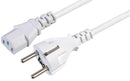 PRO ELEC H3-2AMVB-C10 WHITE Mains Power Cord, Mains Plug, Schuko to IEC 60320 C13, 2 m, 10 A, 250 VAC, White