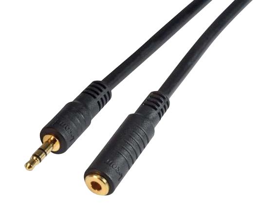 L-COM CTL35MF-100 Audio / Video Cable Assembly, 3.5mm Stereo Plug, 3.5mm Stereo Jack Socket, 100 ft, 30.5 m, Black