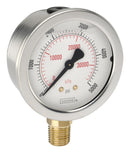 NOSHOK 25-901-5000-PSI/BAR Pressure Gauge, 5000 psi, -40 &deg;C to 60 &deg;C, 1/4" MNPT, Dual Scale - psi/bar, 900 Series