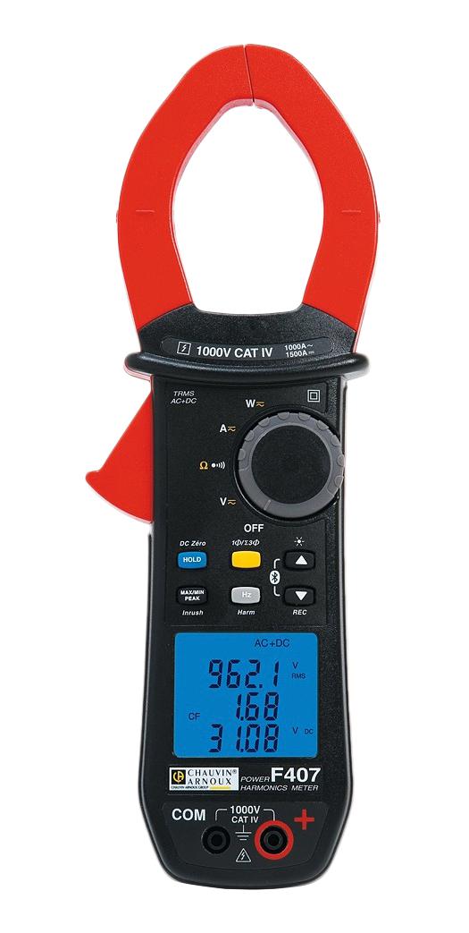 CHAUVIN ARNOUX F407 Clamp Meter, AC Current, AC/DC Voltage, Continuity, Frequency, Resistance, 1 kA, 1.2 kV, 1.7 kV