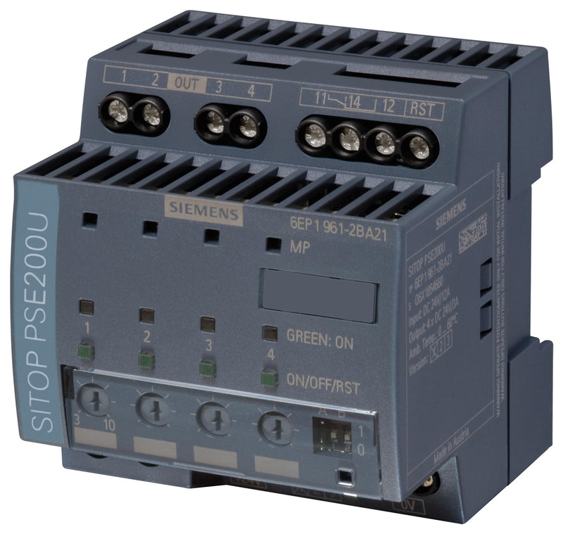 SIEMENS 6EP1961-2BA21 Input / Output Module, 10 A, 24 VDC, 4 I/O, SITOP