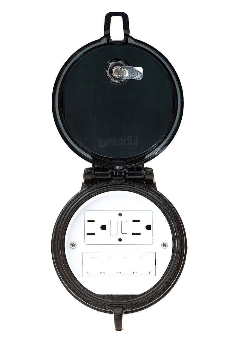 PANDUIT DAP4BB-G0 DATA ACCESS PORT, 4" BASE, GFCI OUTLET