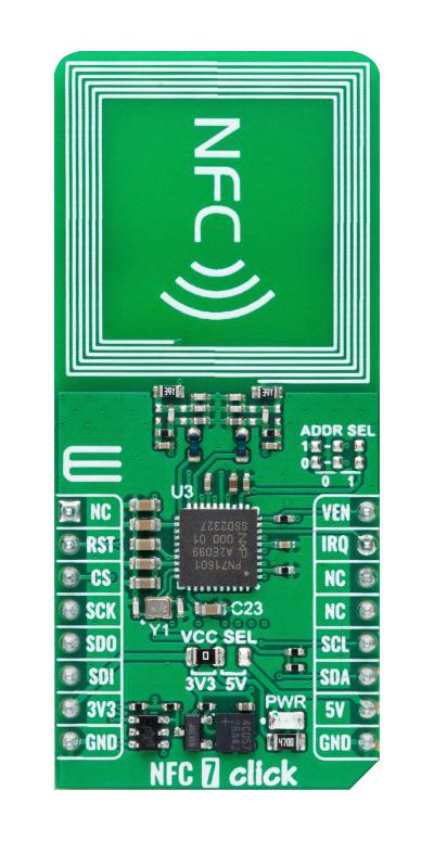 MIKROELEKTRONIKA MIKROE-6452 Add-On Board, NFC 7 Click - SPI, PN7160, NFC Controller, SPI, 3.3V/5V in