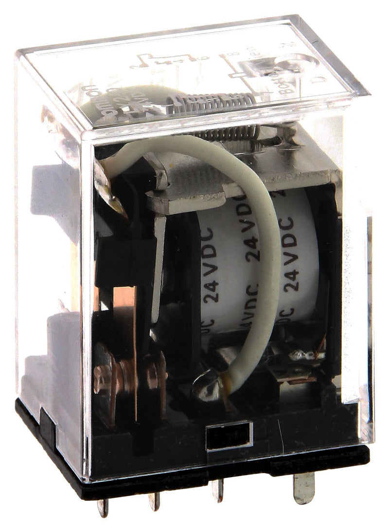 OMRON INDUSTRIAL AUTOMATION LY2-D  DC24 Power Relay, DPDT, 24 VDC, 10 A, LY Series, Socket, Non Latching