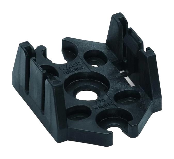 WAGO 770-623 Accessory, Black, 3 Pos, Wago WINSTA MIDI 770 Series Distribution Connectors, Mounting Plate