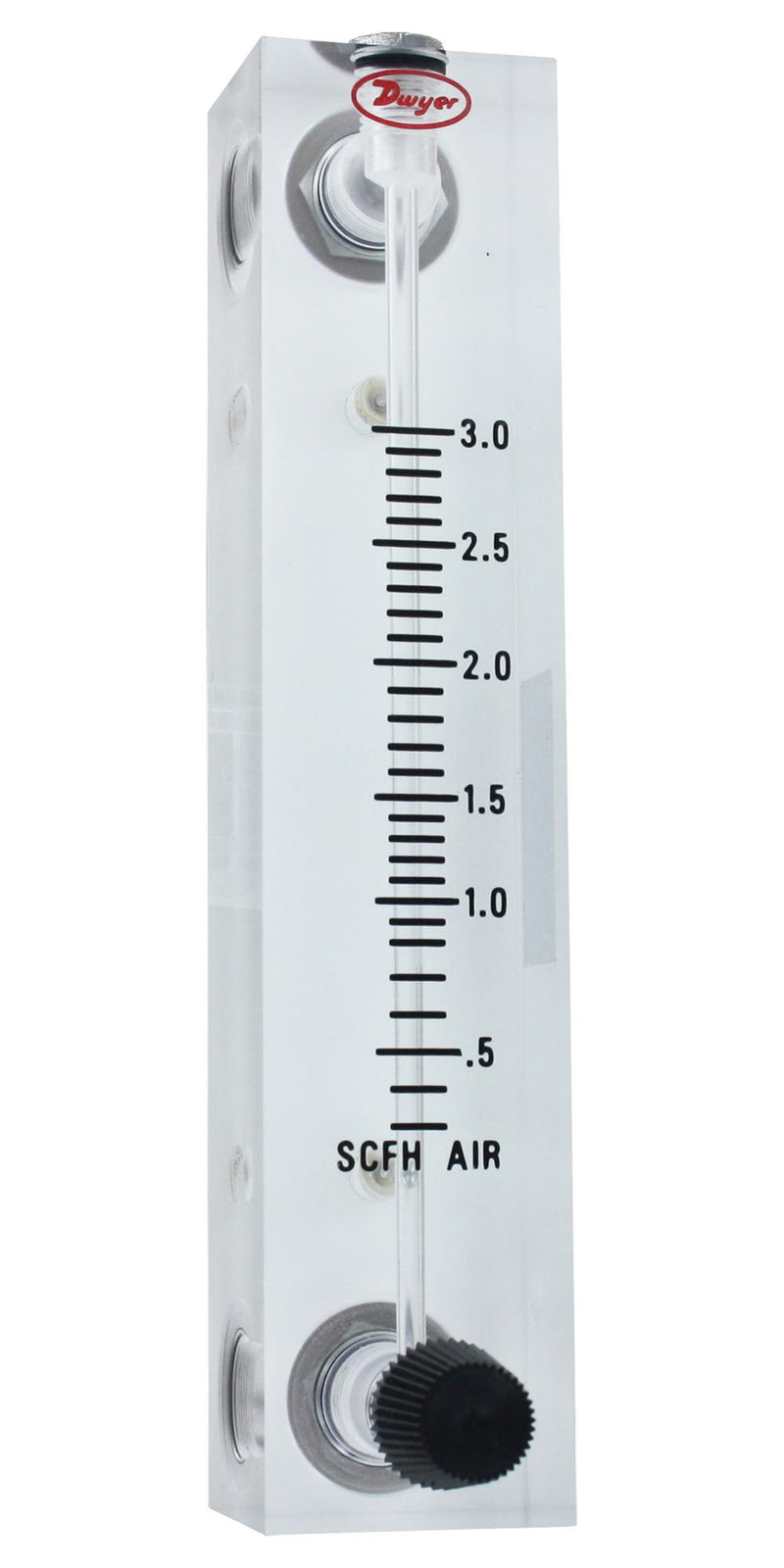 DWYER VFB-50-SSV Air Flowmeter, SS Valve, 0.3 to 3 SCFH, 100 psi, 3% Accuracy, 1/8" FNPT, Visi-Float VFB Series