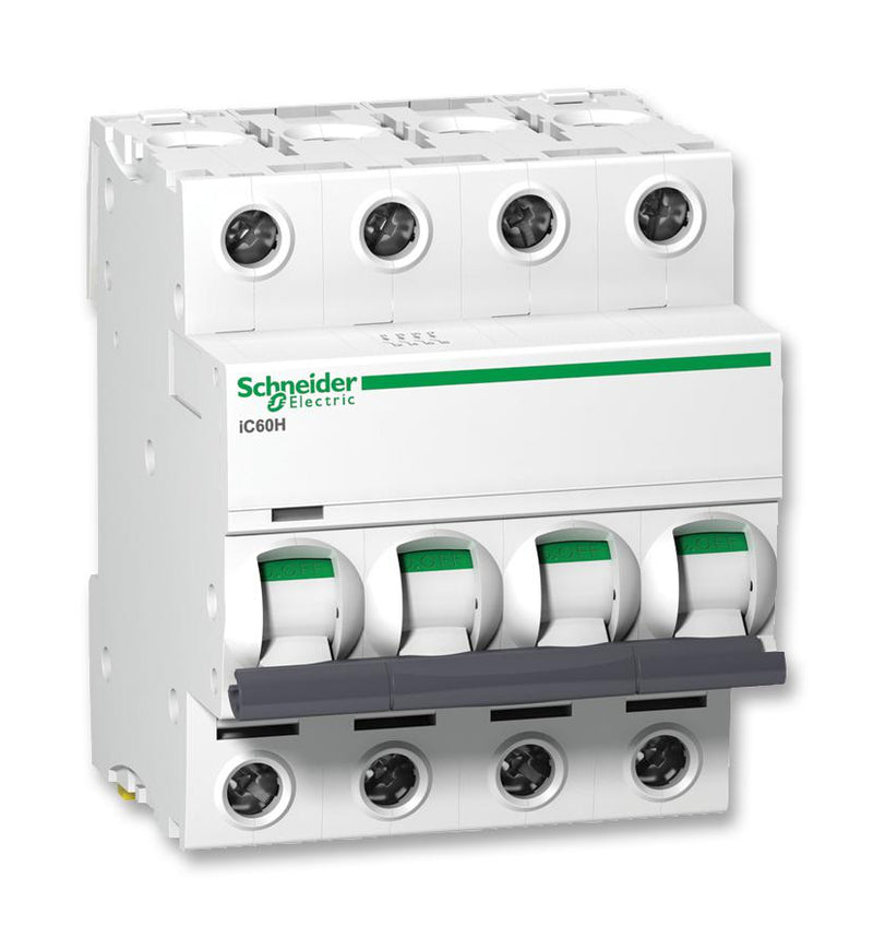 SCHNEIDER ELECTRIC A9F53432 Thermal Magnetic Circuit Breaker, iC60H, 32 A, 4 Pole, 250 VDC, 440 VAC, DIN Rail