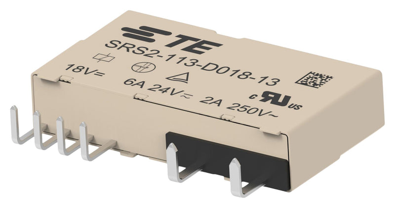 TE CONNECTIVITY SRS2-113-D018-13 Safety Relay, DC Monostable, 18 VDC, SPST-NO, SPST-NC, SRS2 Series, Through Hole, 6 A