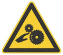 BRADY 250298FR. Safety Sign, Hazard, Moving Machinery (Symbol), PET (Polyester), 50 mm, 50 mm, Black on Yellow