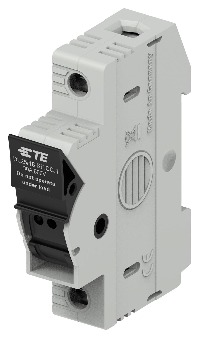 TE CONNECTIVITY 1SNF100031R0000 Fuse Holder, Modular, DIN Rail, 1 Fuse, 30 A, 600V, 600VAC, Class CC, Screw Clamp