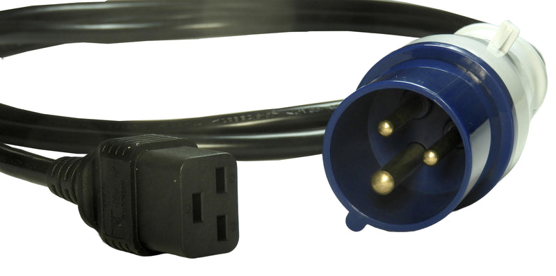 MULTICOMP PRO GW-151825 Mains Power Cord, IEC 60309 to IEC 60320-1 C19, 2 m, 16 A, 250 V, Black, MP-IP44 Commando Series
