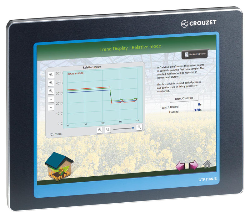 CROUZET 88970584 HMI Touch Screen, 10.1", 1024 x 600 Pixel, TFT LCD, 19.2 to 28.8 VDC, 0 &deg;C to 50 &deg;C, 271 mm x 213 mm
