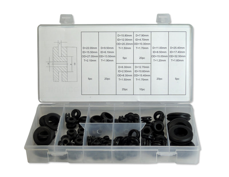 MULTICOMP PRO MP014771 Grommet Assortment, Rubber, 110 Pieces